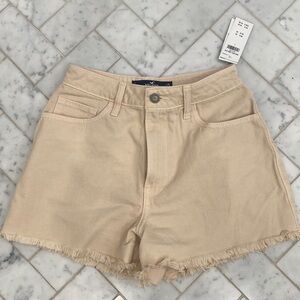 Hollister cream colored high waist cutoff shorts